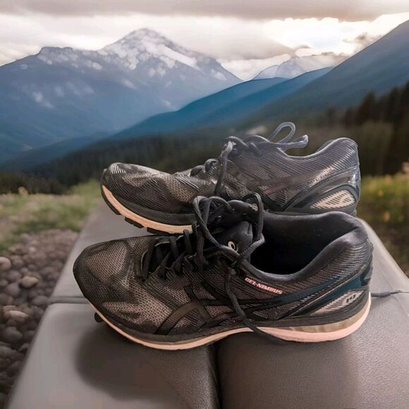 Asics Shoes - Asics Gel Nimbus 19 Athletic Women's Size 8.5 Running Shoes Black White‎ Silver